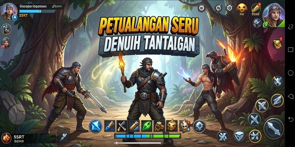 Tampilan gameplay Adventure yang mendebarkan dan penuh tantangan di 55RT.