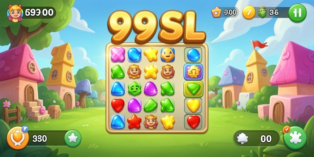 Tampilan gameplay seru di 99SL dengan elemen Match-3.
