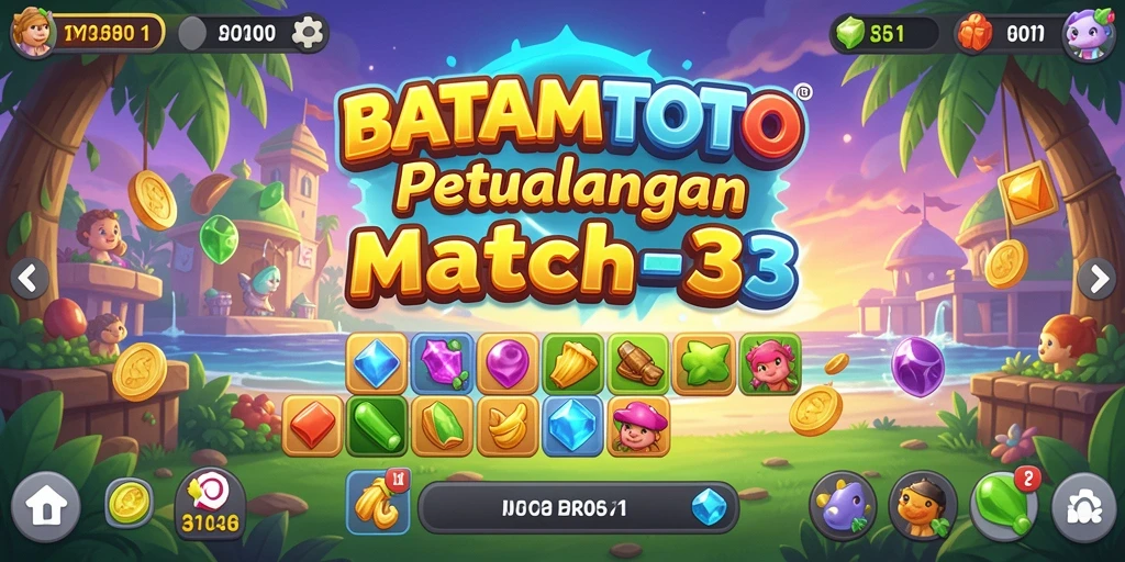 Tampilan gameplay BATAMTOTO dengan aksi Match-3 yang seru