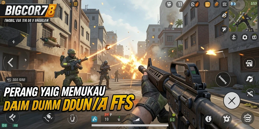 Tampilan utama gameplay <strong>BIGCOR78</strong> yang menunjukkan aksi tembak-menembak mendebarkan.