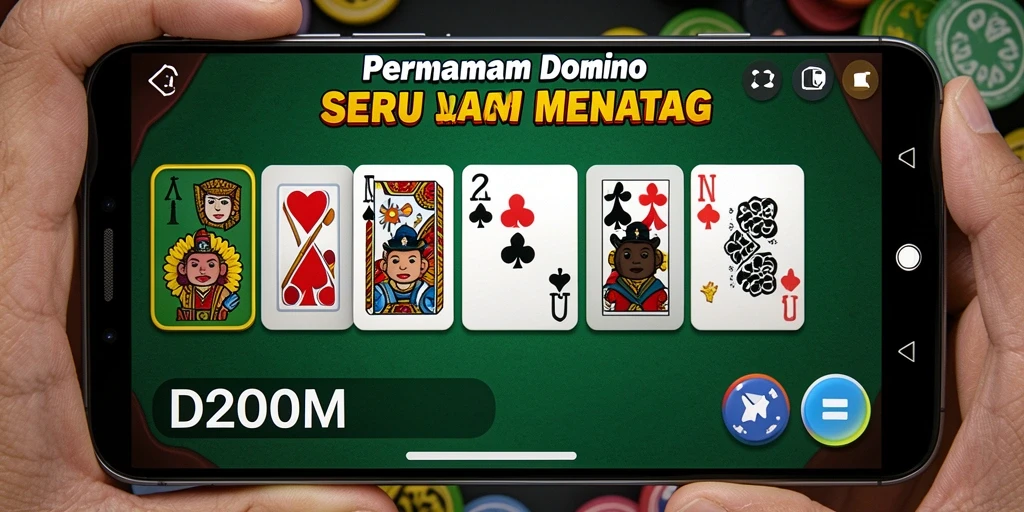 Screenshot D200M menampilkan gameplay domino yang seru dan interaktif.