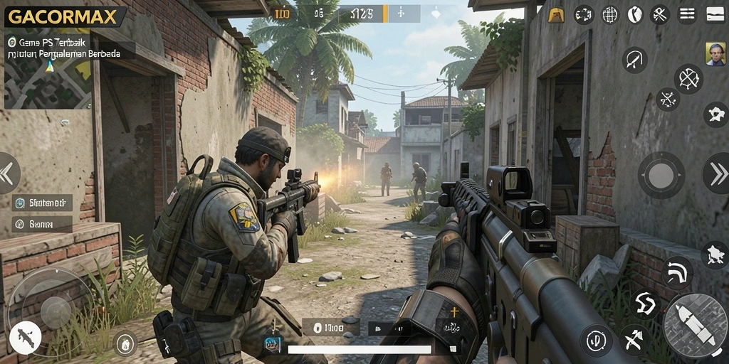 Screenshot gameplay GACORMAX yang menampilkan aksi seru di medan perang.