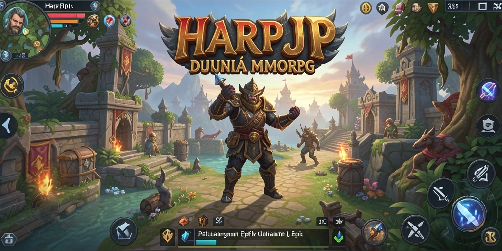 Tampilan gameplay epik dari HARAPJP dalam dunia MMORPG.