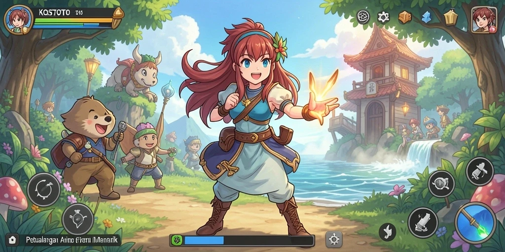 Tampilan menarik dari gameplay KOSTOTO dengan karakter Anime.