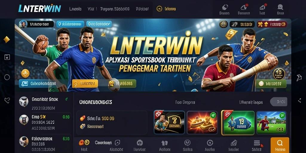 Tampilan utama LNTERWIN yang menunjukkan pilihan taruhan olahraga.