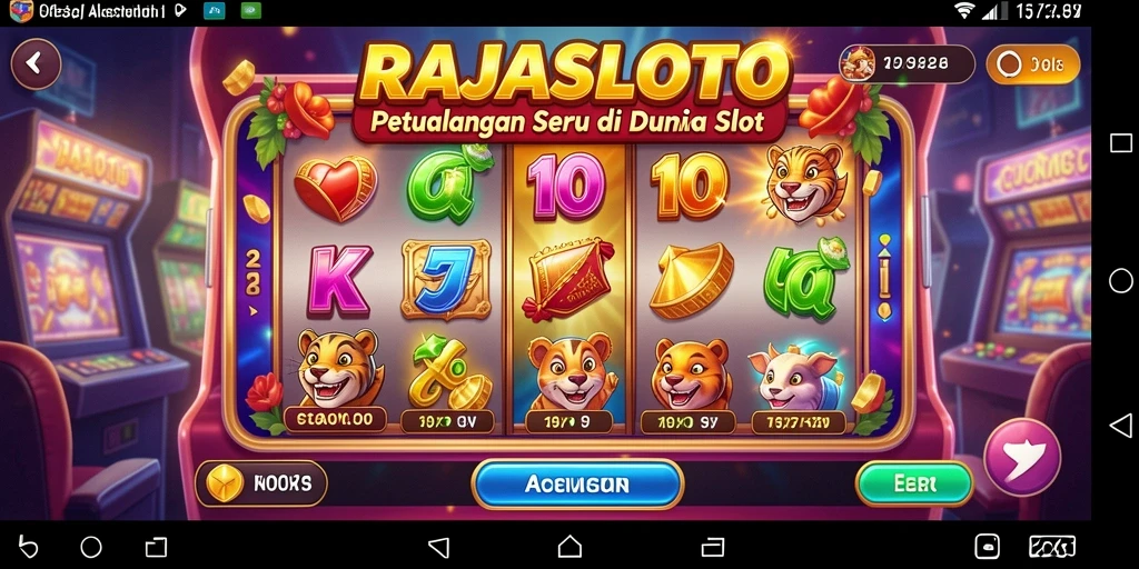Tampilan dinamis gameplay RAJASLOTO yang penuh warna.
