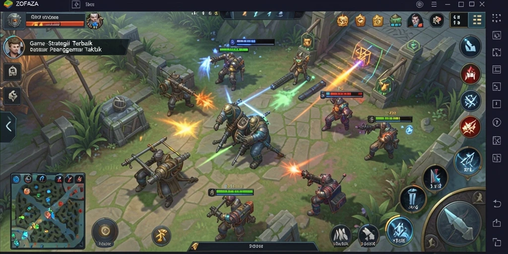Tampilan gameplay ZOFAZA yang menampilkan strategi seru dan menarik.